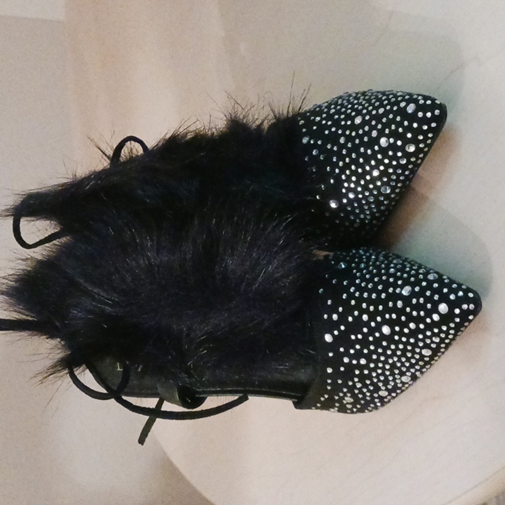 Fur Wrap Rhinestone Heels - Picture 6 of 11